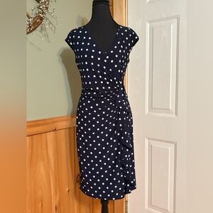 American Living Blue Ruched Wrap Midi Dress